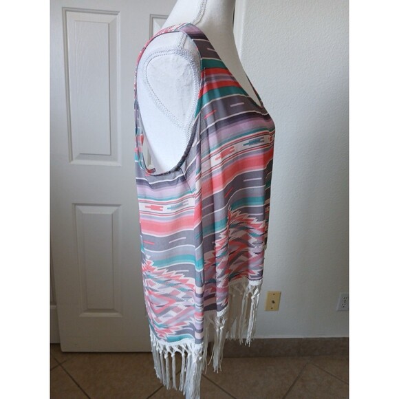 Xhilaration Womens blouse Top Multicolor Sleeveless Aztec Print Size XL Bohemian - Picture 3 of 13